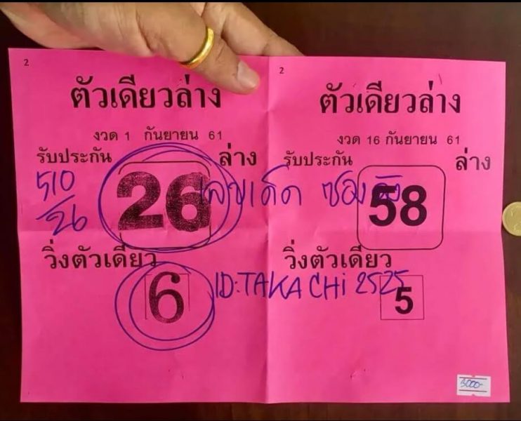 เลขตัวเดียวล่าง16/9/61