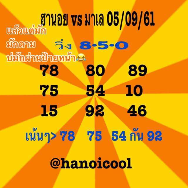 หวยฮานอยวันนี้ออกตัวไหน 5/9/61