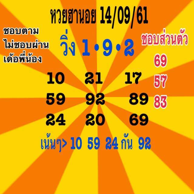 สูตรหวยฮานอย 14/9/61