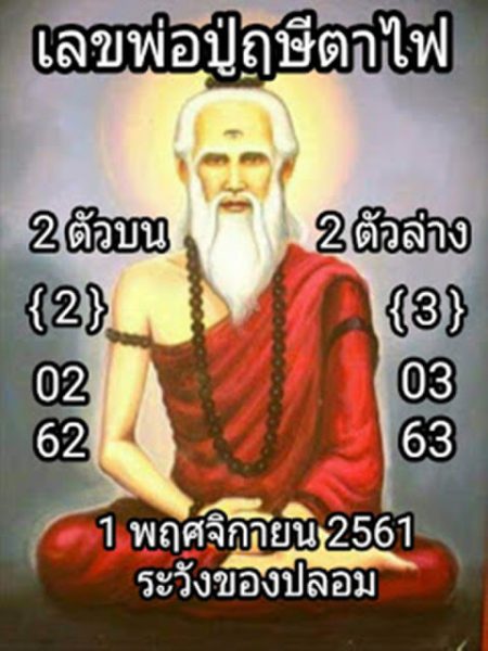 เลขพ่อปู่ฤษีตาไฟ1/11/61