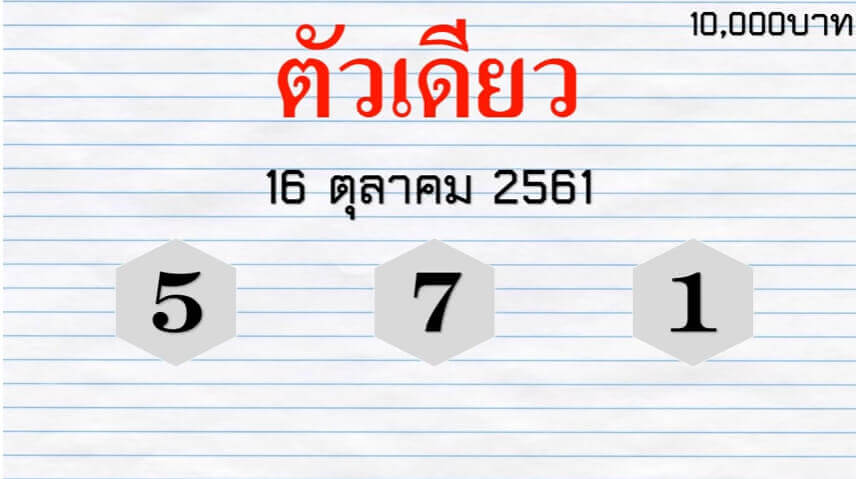 เลขเด็ดตัวเดียว16/10/61