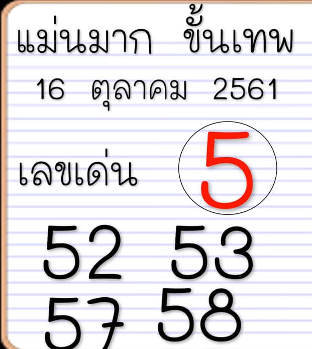 เลขเด่นแม่นมาก16/10/61