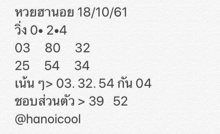 รวมหวยฮานอยแม่นๆ18/10/61