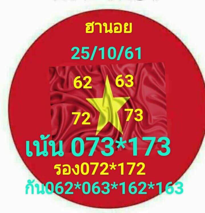 ผลหวยฮานอยย้อนหลัง25/10/61