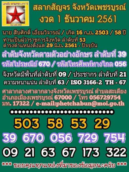 หวยนายกสัญจร1/12/61