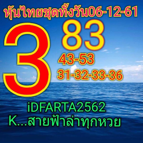 หวยหุ้นแม่นทุกรอบ วันนี้ 6/12/61