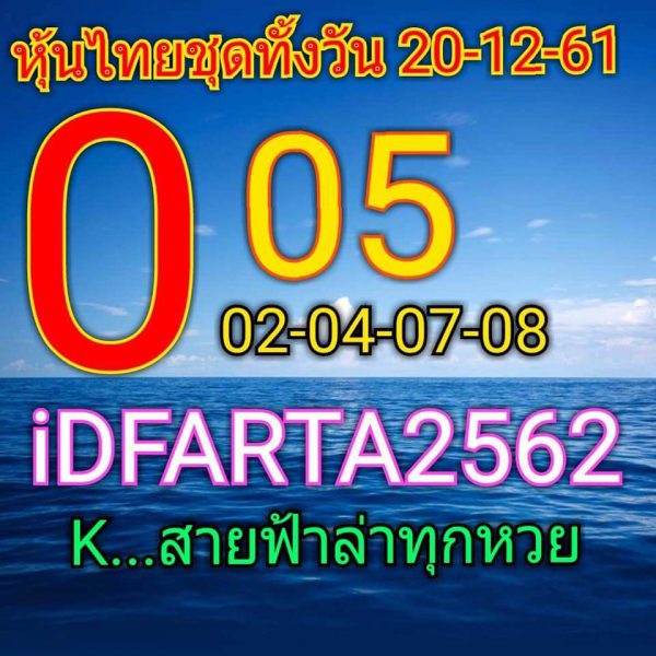 สถิติหวยหุ้น 20/12/61