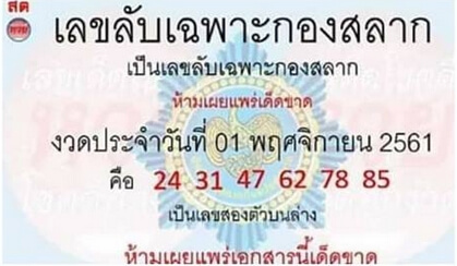 เลขลับเฉพาะกองสลาก1/11/61