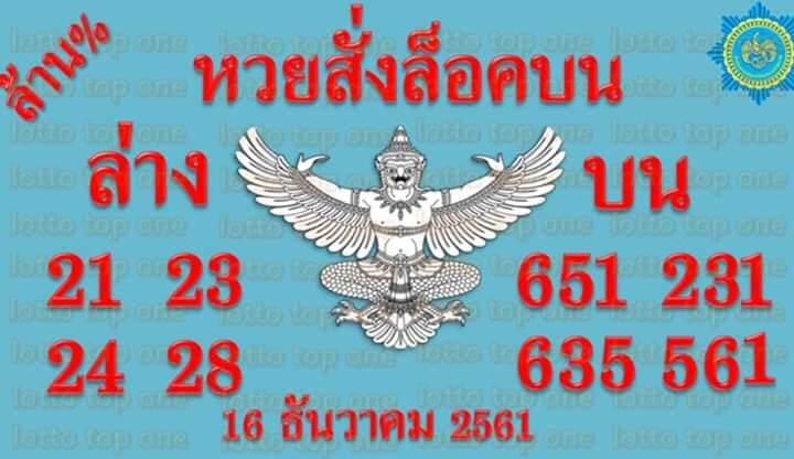 หวยสั่งล็อคบน16/12/61