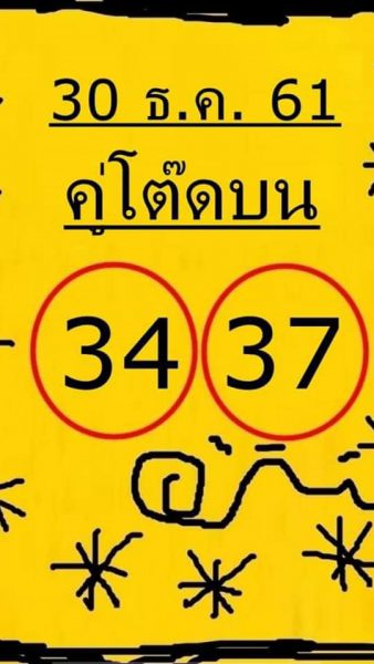 หวยคู่โต๊ดบน30/12/61