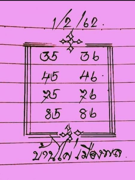 หวยบ้านไผ่ เมืองพล 1/2/62