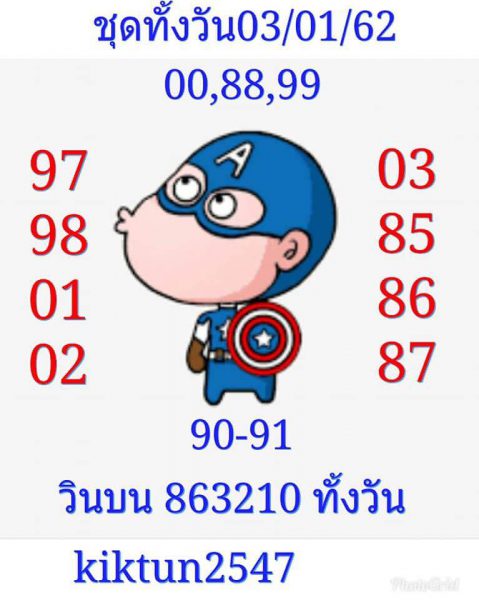 หวยหุ้นเน้นบน 03/01/62