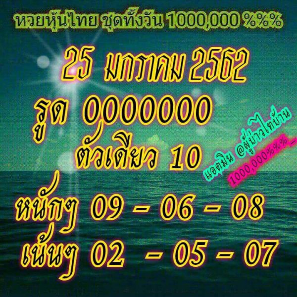 หวยหุ้นช่องตลาดวันนี้ หวยหุ้น 25/1/62