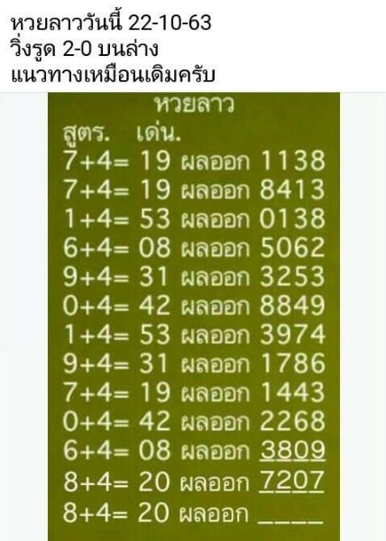 หวยลาว 22/10/63 ชุดที่ 8