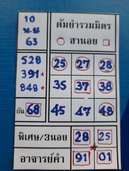 หวยฮานอย 10/11/63 ชุดที่ 3
