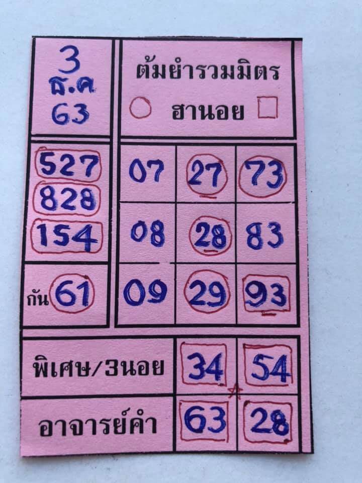 หวยฮานอย 3/12/63 ชุดที่ 5