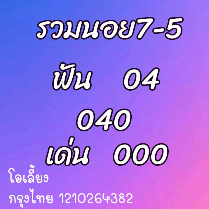 หวยฮานอย 7/5/64 ชุดที่ 7