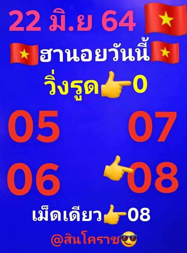 หวยฮานอย 22/6/64 ชุด 1