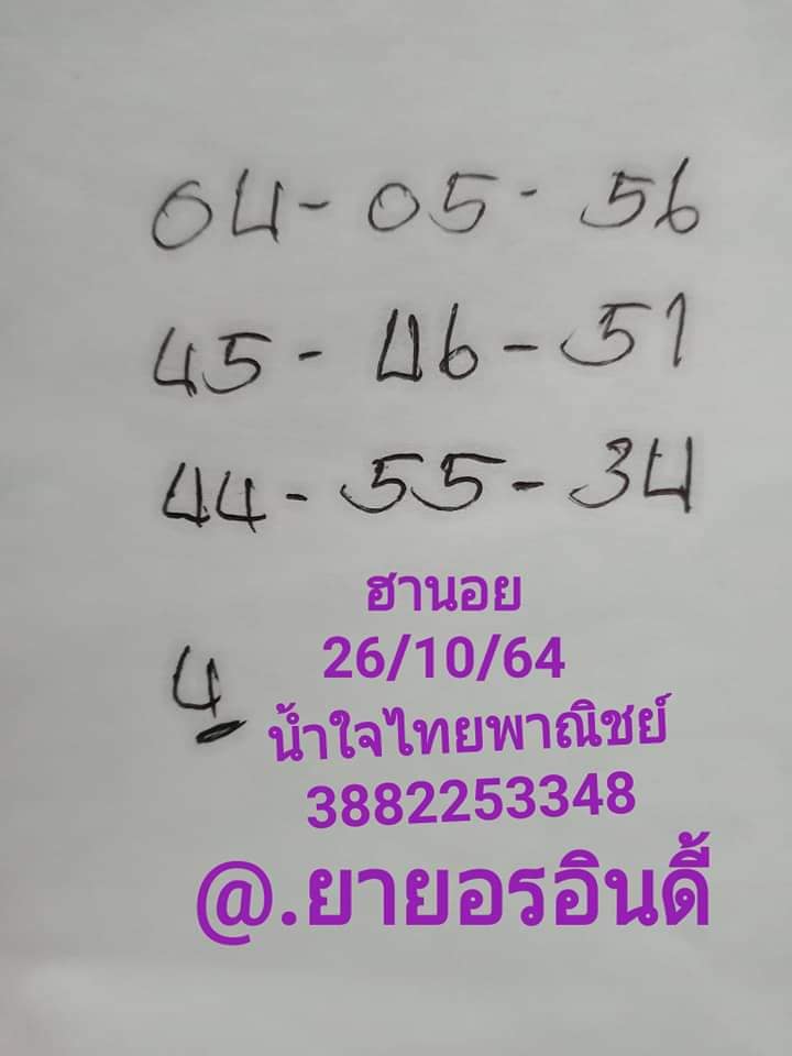 หวยฮานอย 26/10/64 ชุดที่ 2