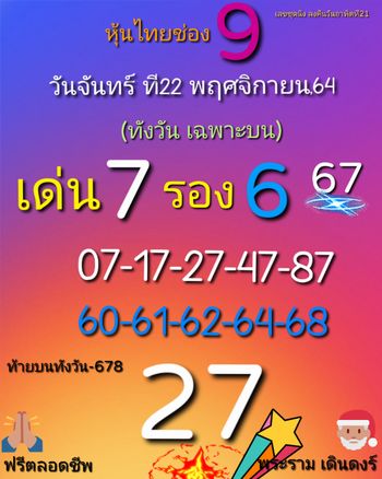 หวยหุ้น 22/11/64 ชุดที่ 10