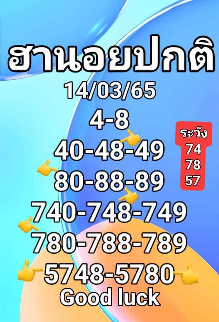 หวยฮานอย 14/3/65 ชุดที่ 2