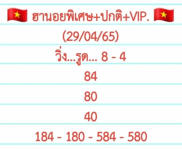 หวยฮานอย 29/4/65 ชุดที่ 10