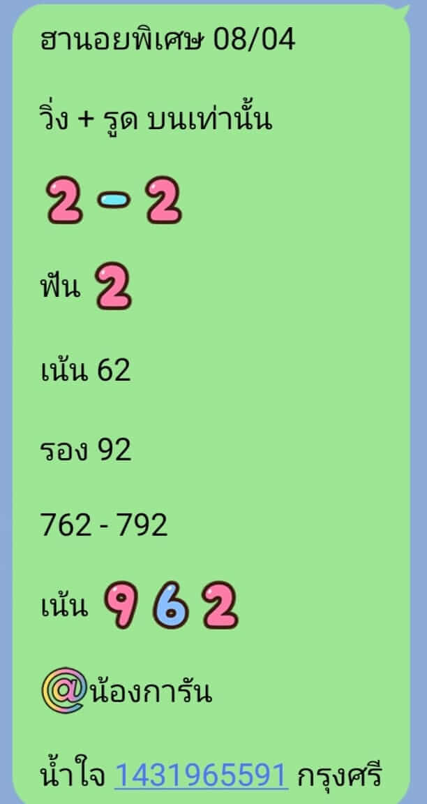 หวยฮานอย 8/4/65 ชุดที่ 3