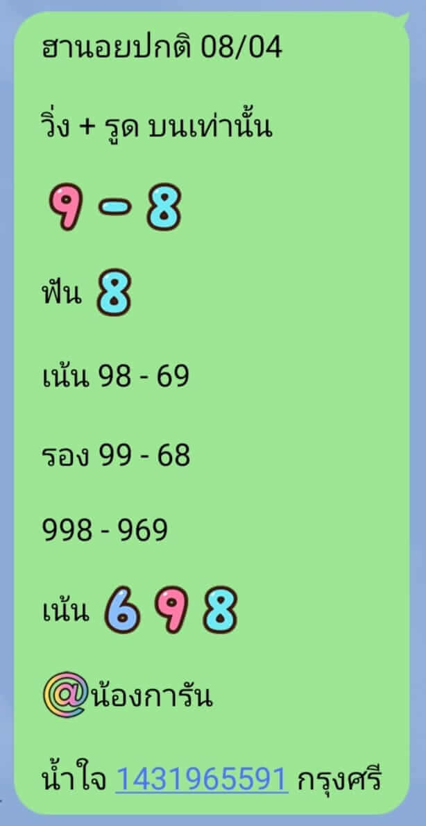 หวยฮานอย 8/4/65 ชุดที่ 1