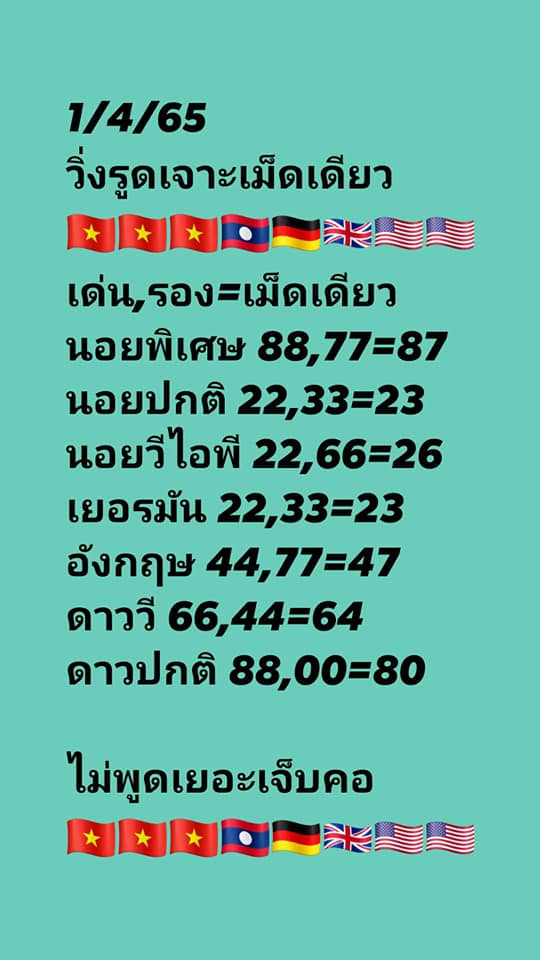 หวยฮานอย 1/4/65 ชุดที่ 2