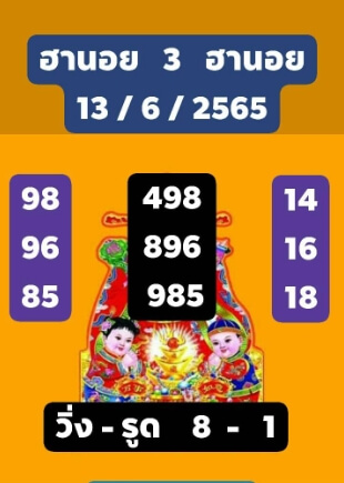 หวยฮานอย 13/6/65 ชุดที่ 3
