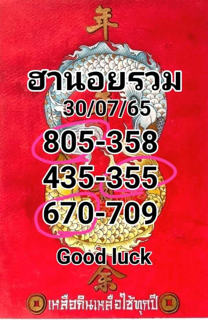 หวยฮานอย 30/7/65 ชุดที่ 9