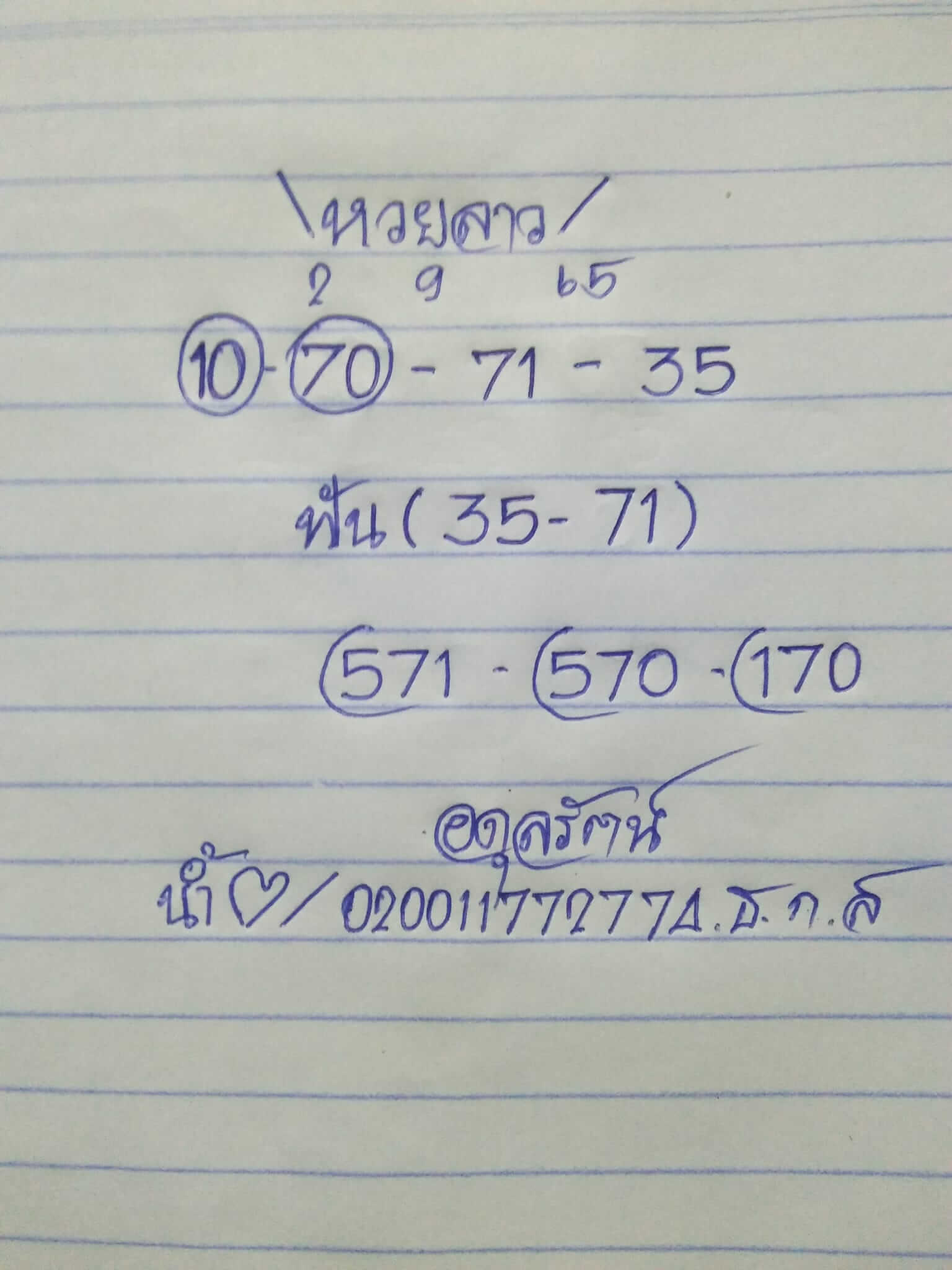 หวยลาว 2/9/65 ชุดที่ 10