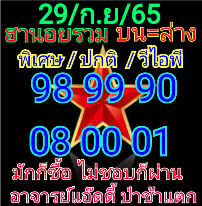 หวยฮานอย 29/9/65 ชุดที่ 1