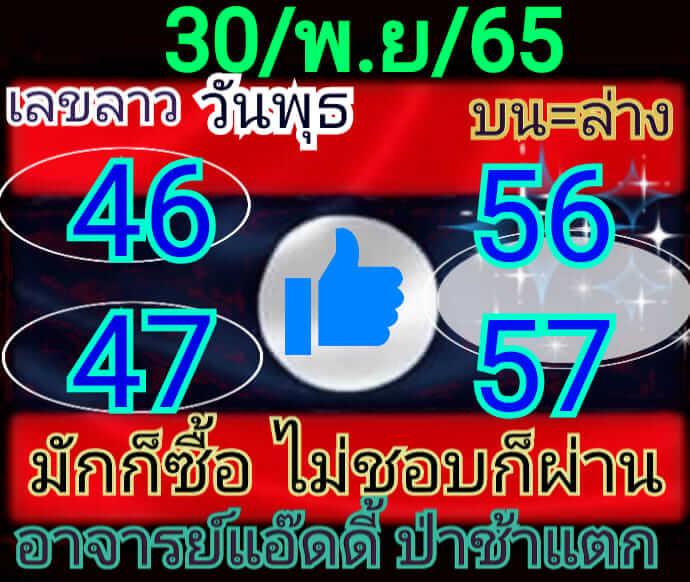 หวยลาว 30/11/65 ชุดที่ 1