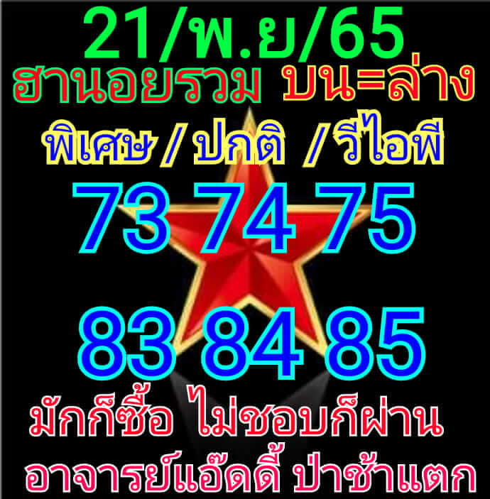 หวยฮานอย 21/11/65 ชุดที่ 6