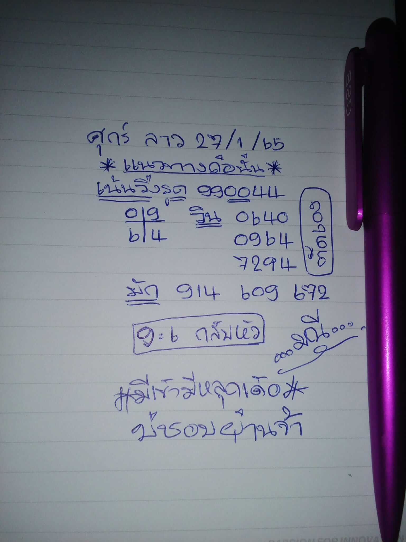 หวยลาว 27/1/66 ชุดที่ 3