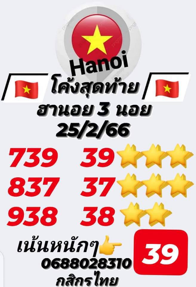 หวยฮานอย 25/2/66 ชุดที่ 8