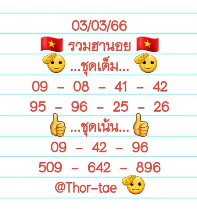 หวยฮานอย 3/3/66 ชุดที่ 2