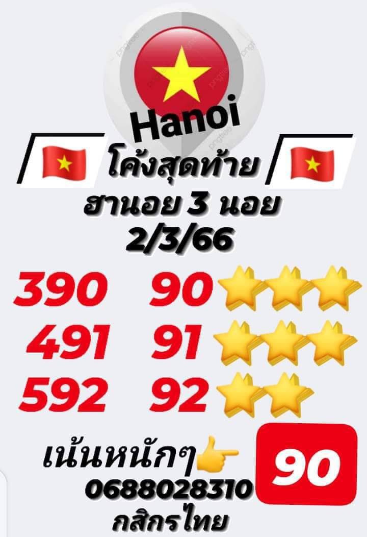 หวยฮานอย 2/3/66 ชุดที่ 3
