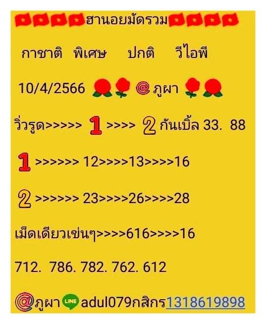 หวยฮานอย 10/4/66 ชุดที่ 3