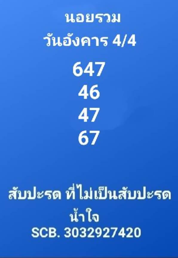 หวยฮานอย 4/4/66 ชุดที่ 6