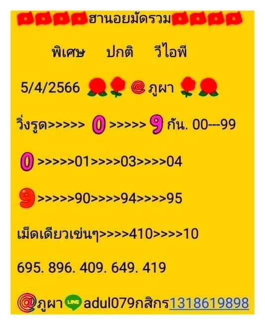 หวยฮานอย 5/4/66 ชุดที่ 6