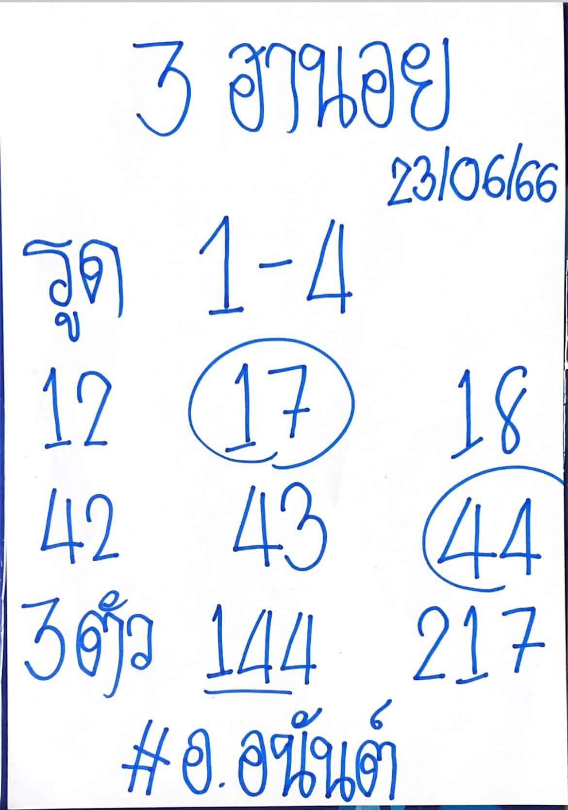 หวยฮานอย 23/6/66 ชุดที่ 9