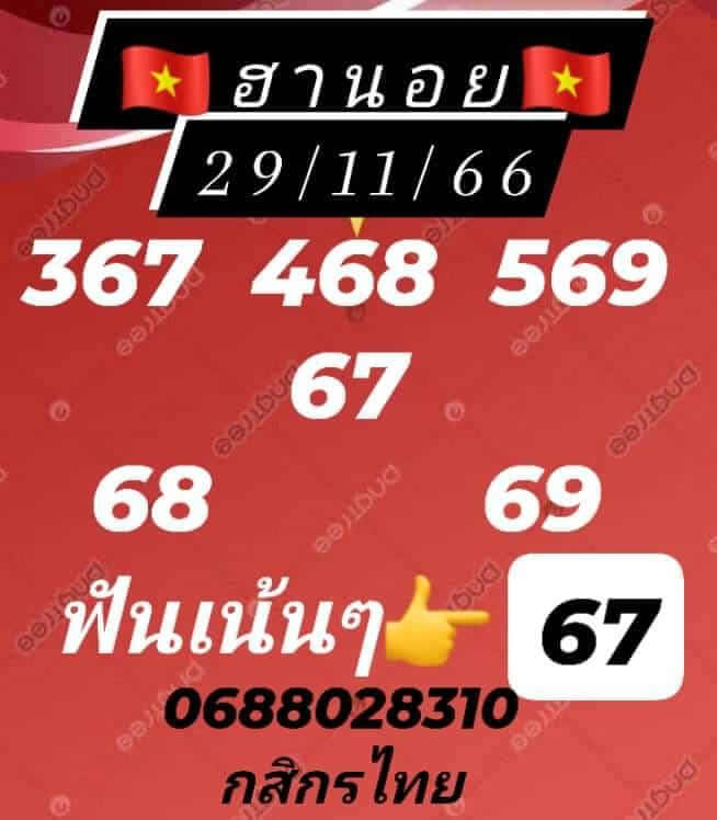 หวยฮานอย 29/11/66 ชุดที่ 1
