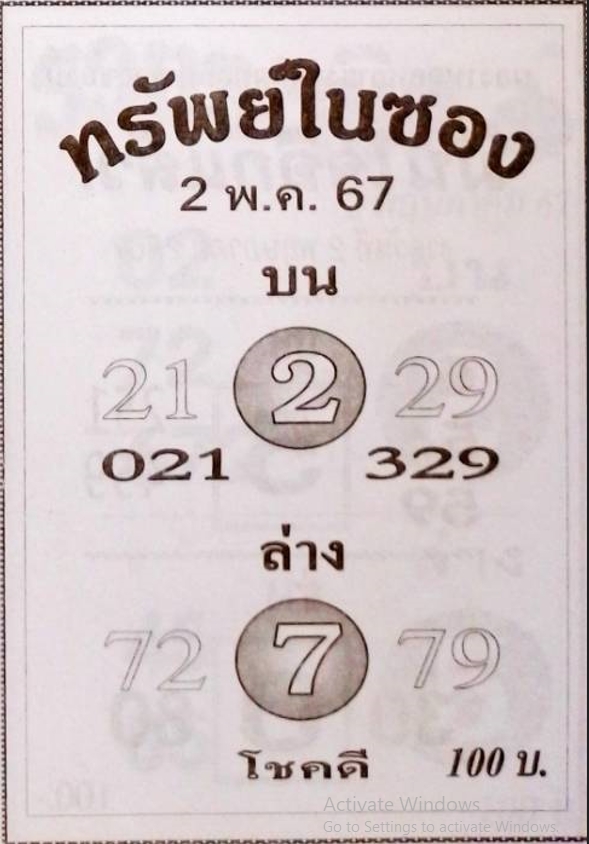 หวยทรัพย์ในซอง 2/5/67