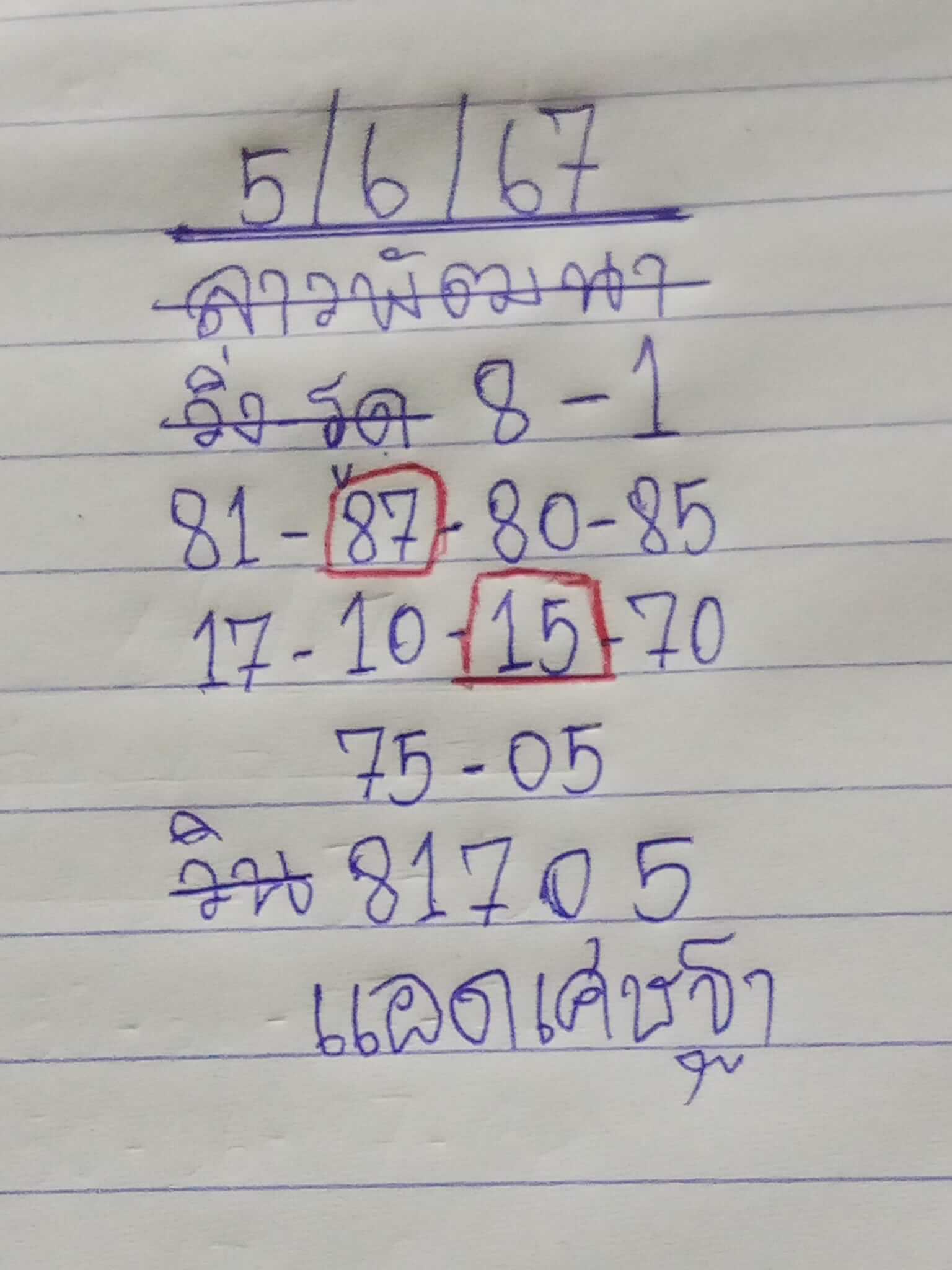 หวยลาว 5/6/67 ชุดที่ 1