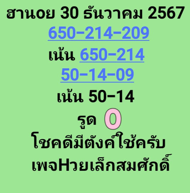 หวยฮานอย 30/12/67 ชุดที่ 7