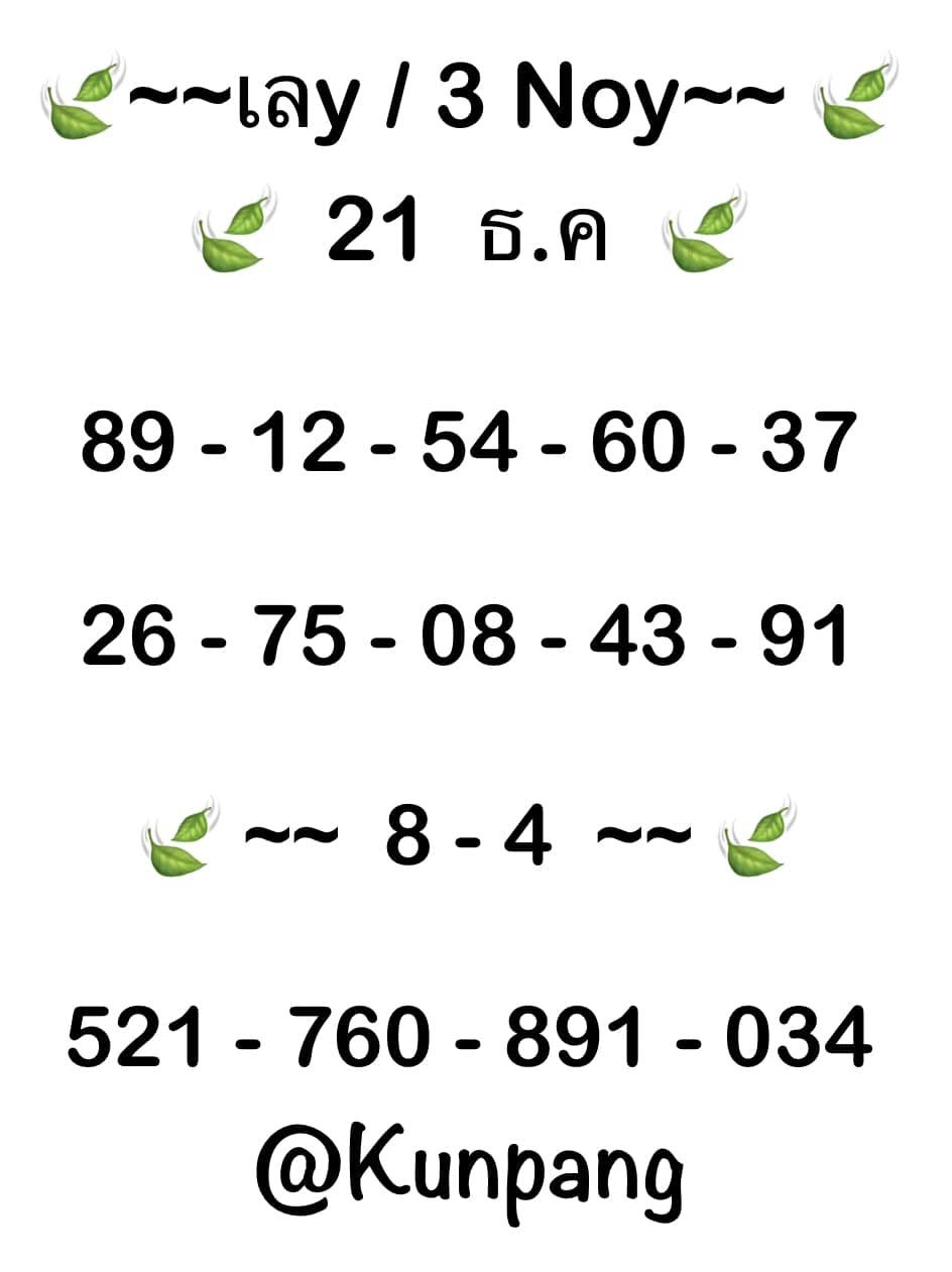 หวยมาเลย์ 21/12/67 ชุดที่ 6