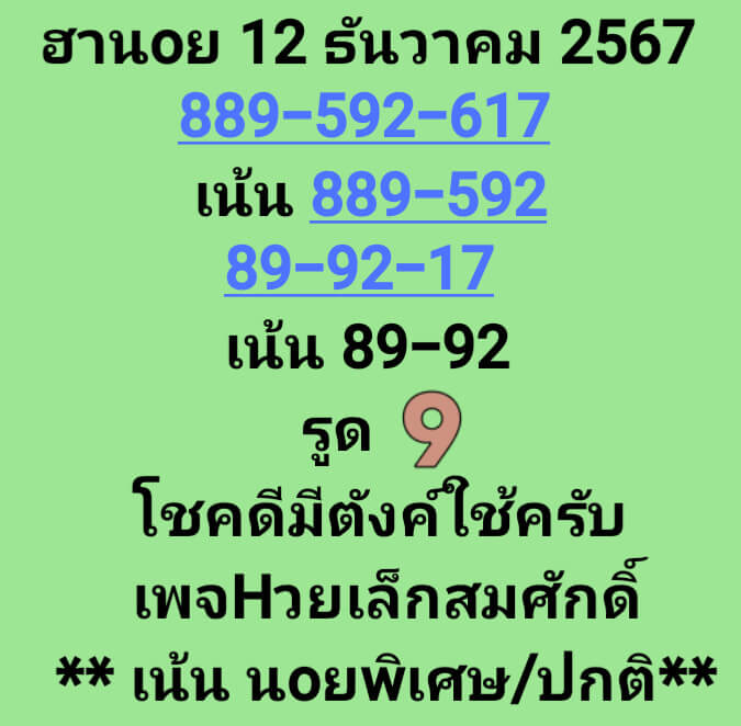 หวยฮานอย 12/12/67 ชุดที่ 3