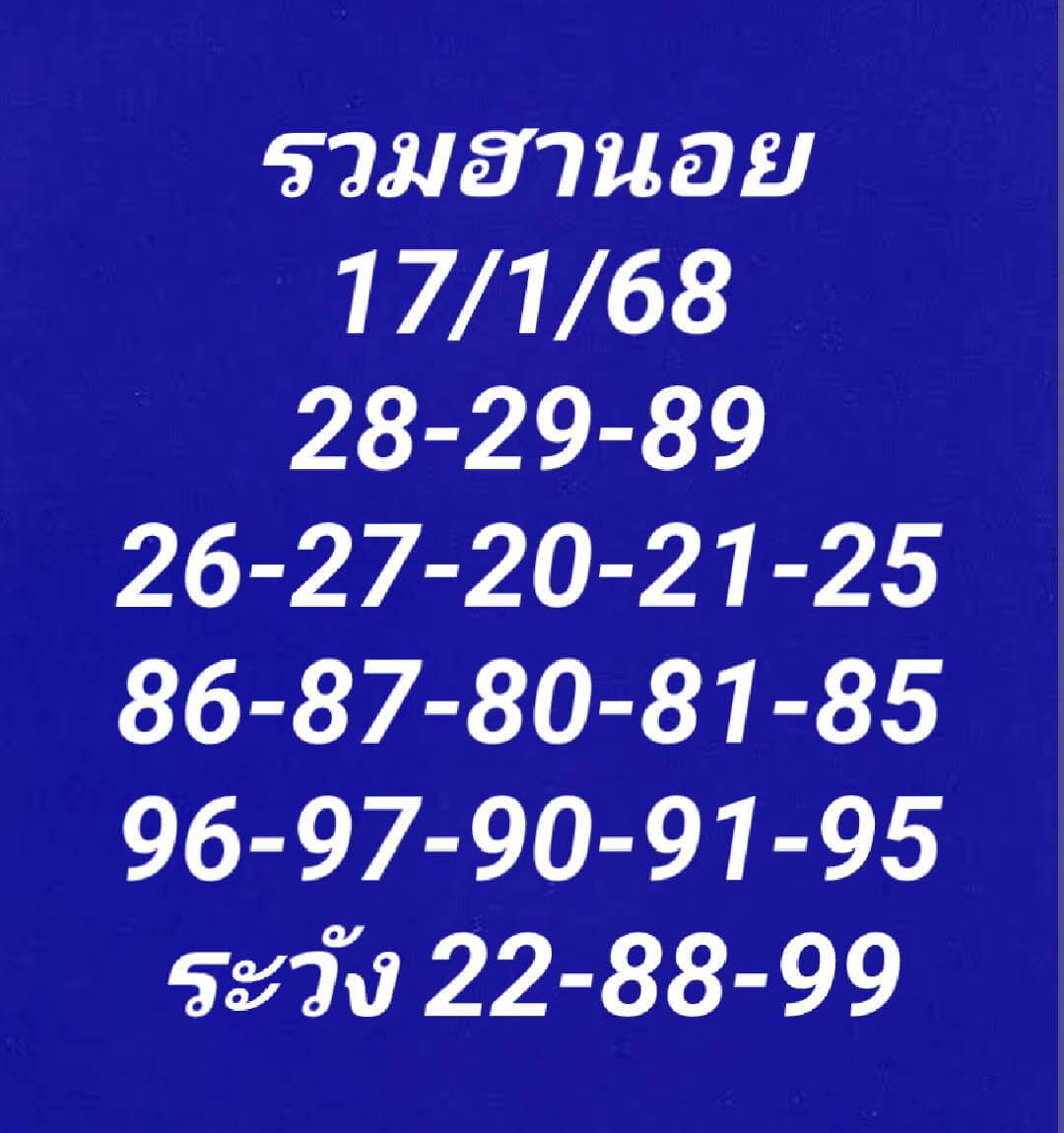 หวยฮานอย 17/1/68 ชุดที่ 9